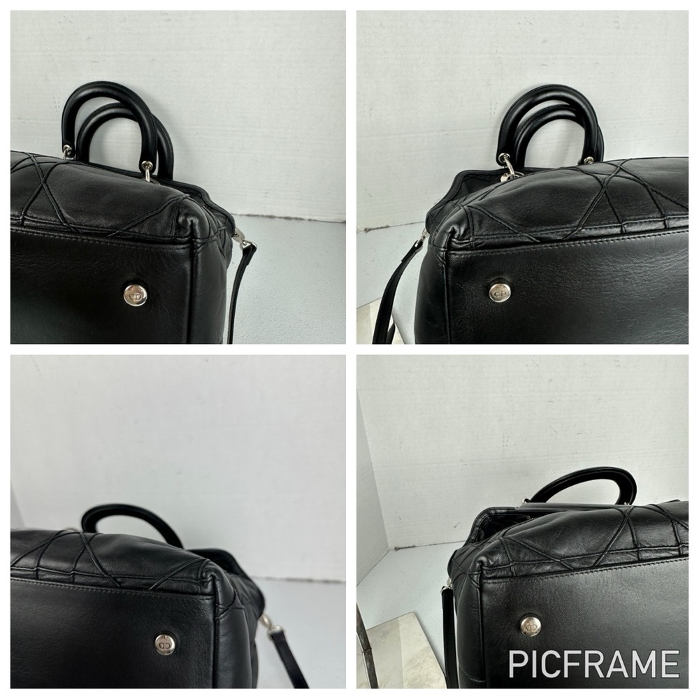 *** SOLD ****DIOR ❤️ Gorgeous Cannage Granville Leather Tote Crossbody Black Bag - Picture 4 of 14